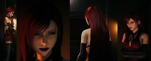 最终幻想7重制版蒂法美艳红发缎面礼服MOD