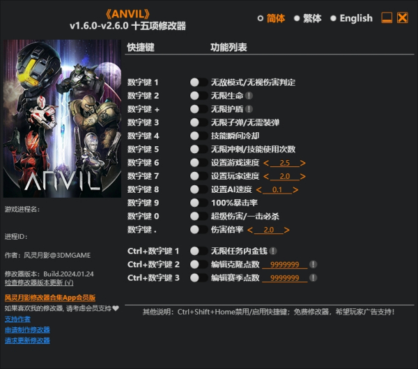 《ANVIL》v2.6.0.Plus十五项修改器风灵月影版